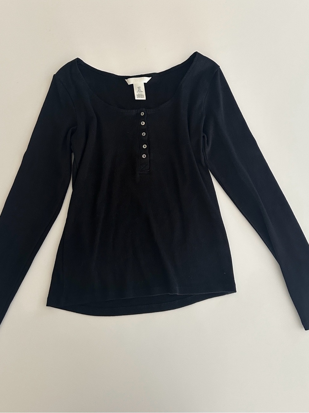 H&M Black Long-Sleeve Henley Top